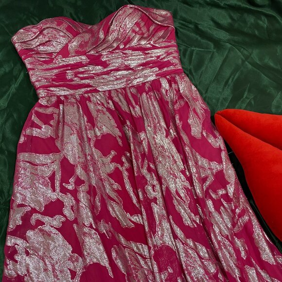 Aidan Mattox Pink And Silver Evening Gown - Picture 1 of 5